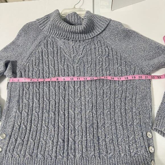 Talbots Chunky Cable Knit Sweater Womens Size XLp Petite Gray Cotton Fisherman - Picture 9 of 12